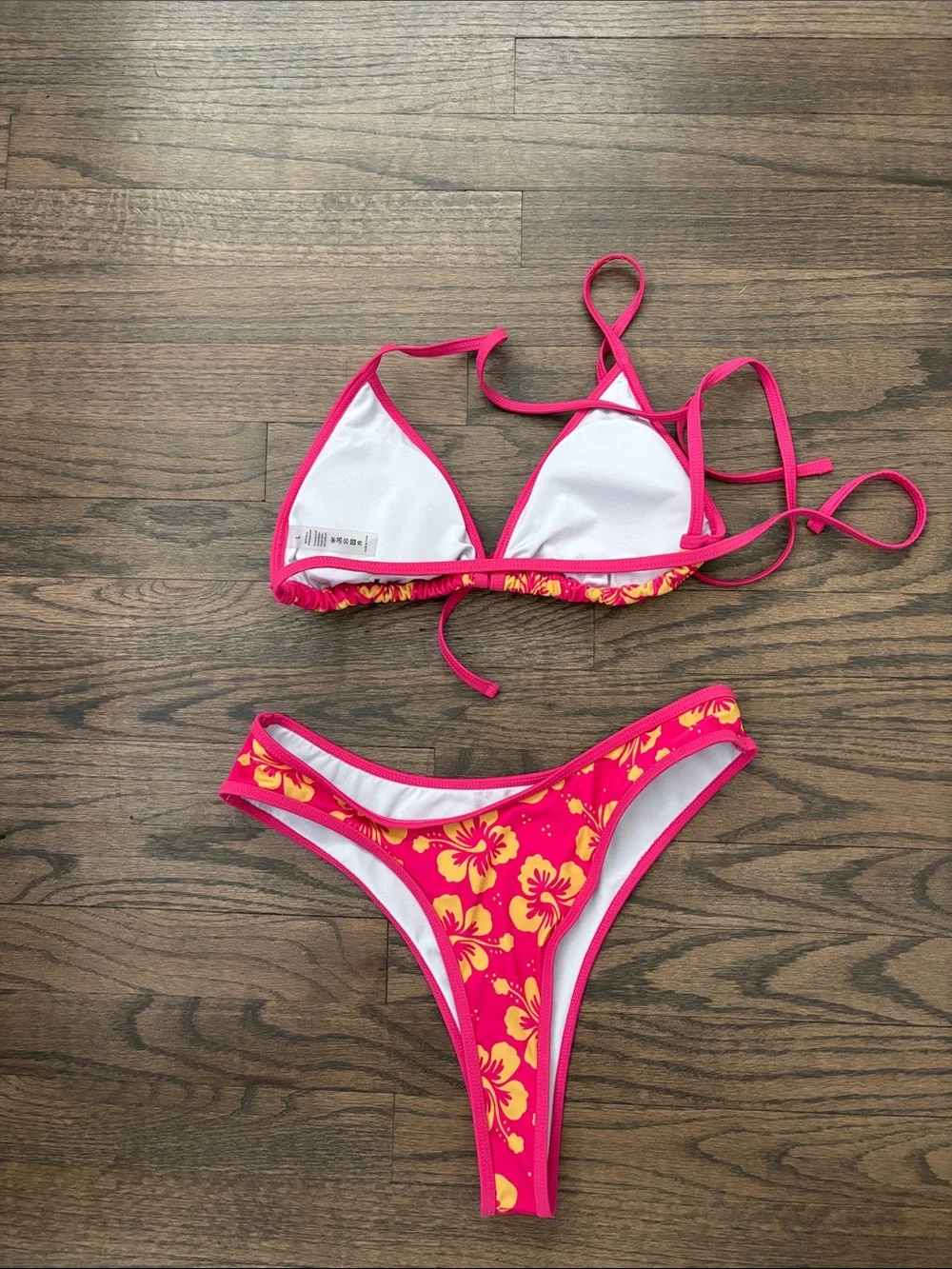 Pink Floral Halter Bikini Set - Women Swim